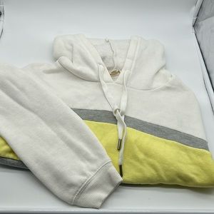Yellow striped white sweatshirt
